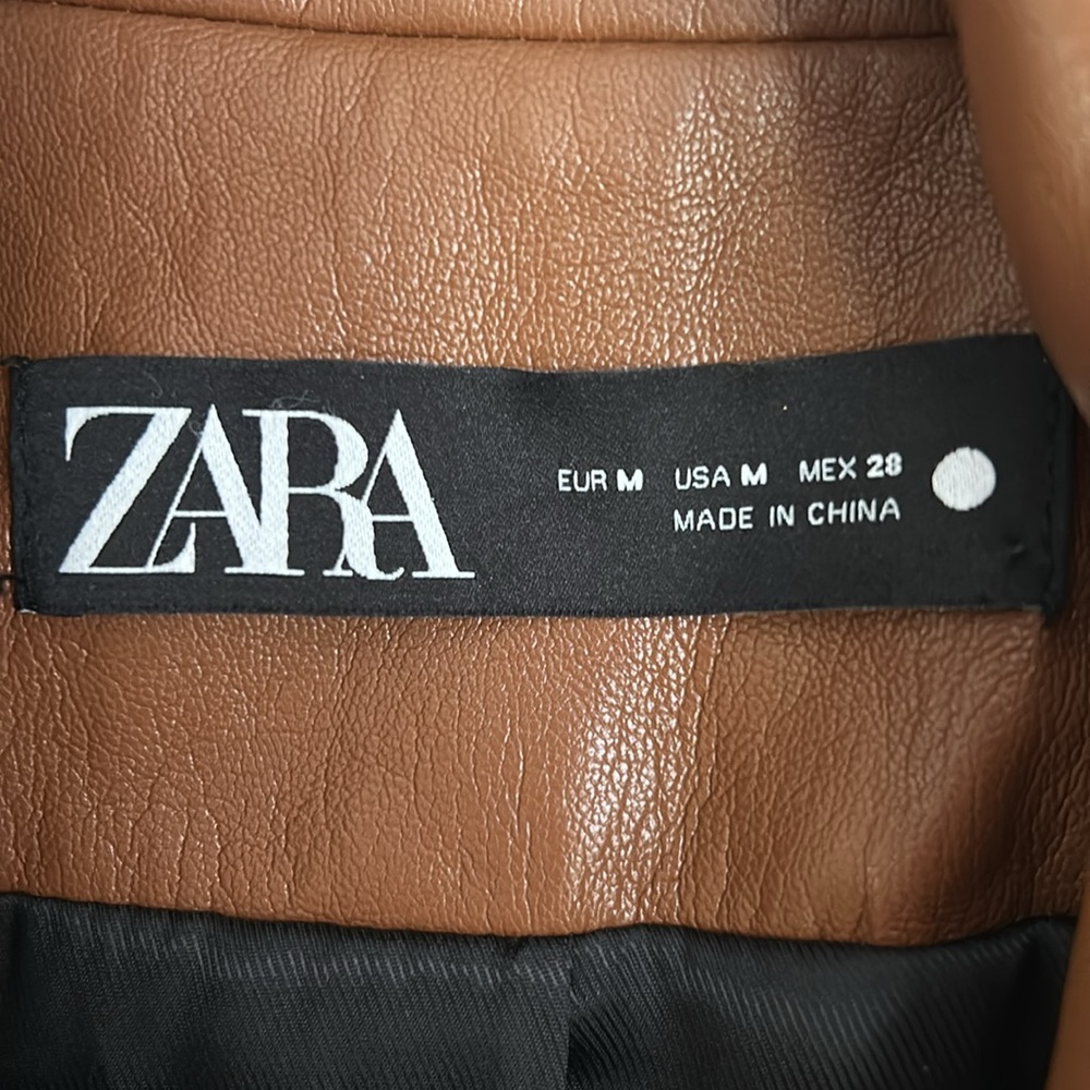 Zara Chestnut Faux Leather Jacket - Picture 3 of 5